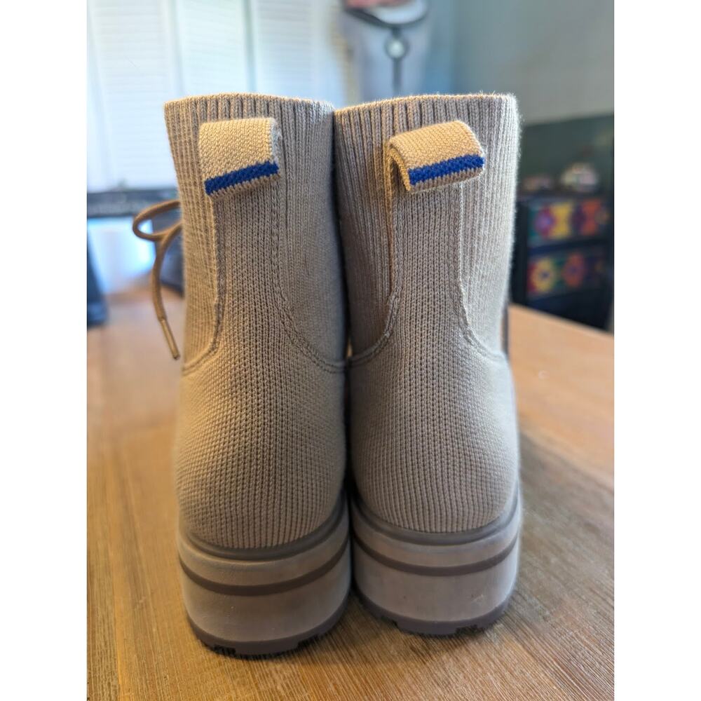 Rothy's The Laced Lug Boot Hickory Tan Knit Combat Ankle Boots Women's Size 8 - Picture 6 of 10